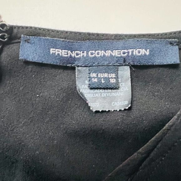 French Connection Mesh Detail Cap Sleeves Sheath Dress Size 10 Black - Picture 3 of 8